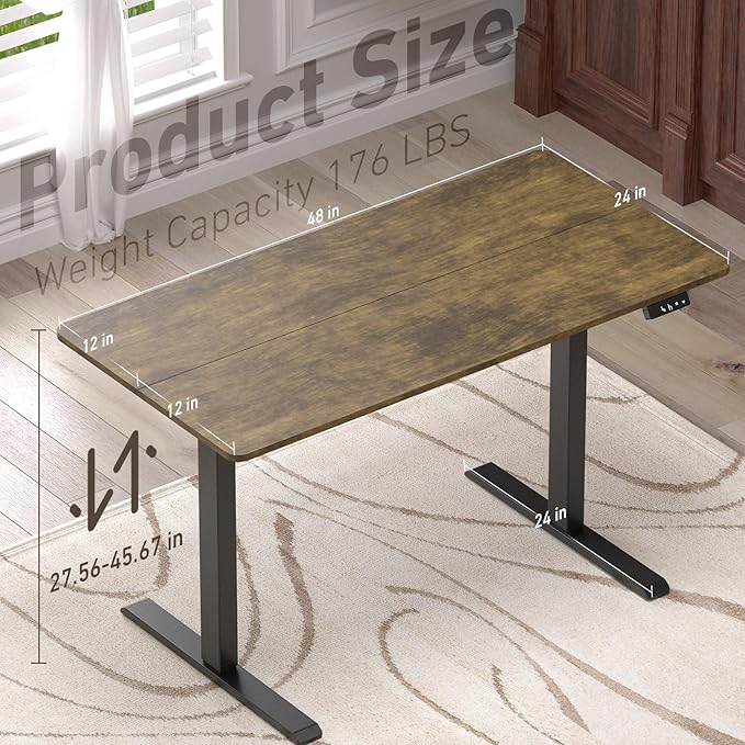 Ywin Electric Height Adjustable Standing Desk, 48 x 24 inches Sit Stand Desk - Image 3