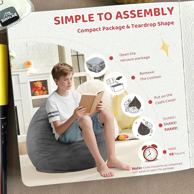 2FT Bean Bag Chair, Comfy Bean Bag Chairs - Image 5
