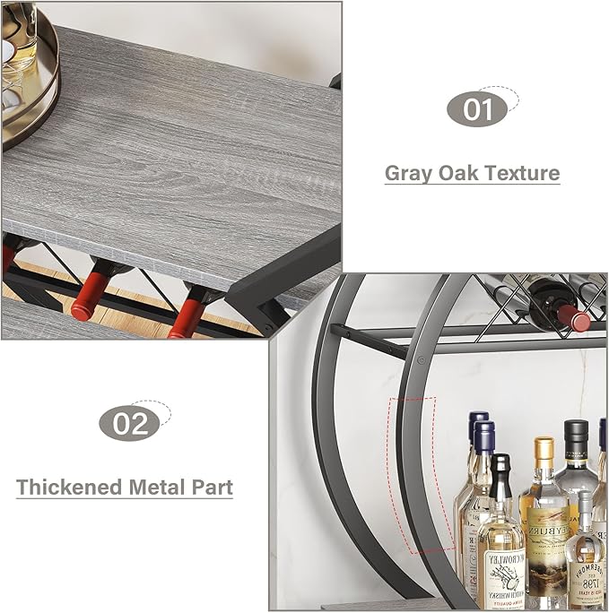 LVB Bar Cart with Wine Rack, 2 Tier Farmhouse Kitchen Cart on Wheels, Modern - Image 7