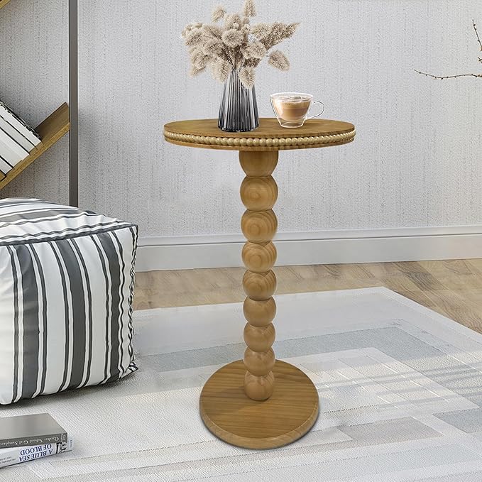 JUIOETURBoho Beaded Round Side Table - Image 2