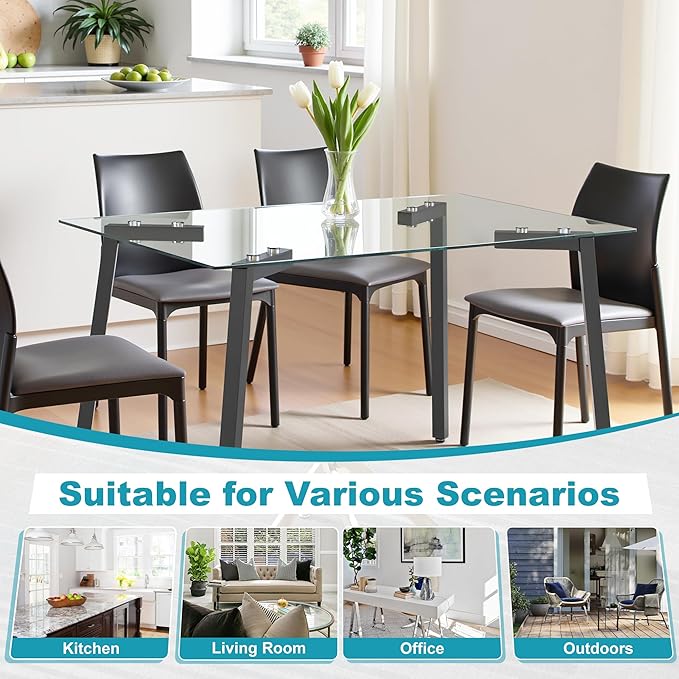Dining Table for 6 Kitchen Table 51" Rectangular Modern Glass Dining Table - Image 7