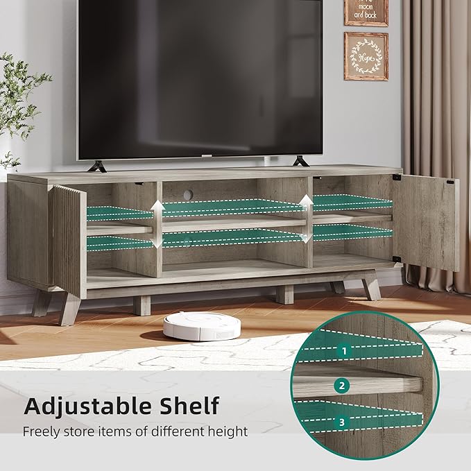 YITAHOME Television Stand for Living Room, Fluted TV Stand - Image 4