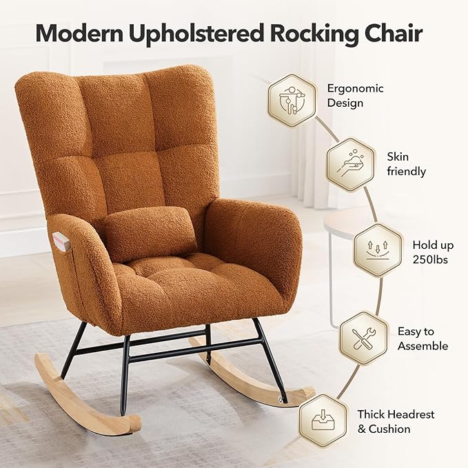 Nursery Rocking Chair, 300Lb Glider Chair - Image 5
