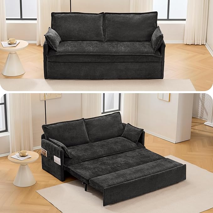 Furnimart 59.5" Queen Size Pull Out Sofa Bed, 3 in 1 Convertible Sleeper Bed - Image 3