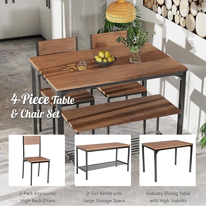 Giantex Dining Table Set for 4, Dining Bench - Image 6