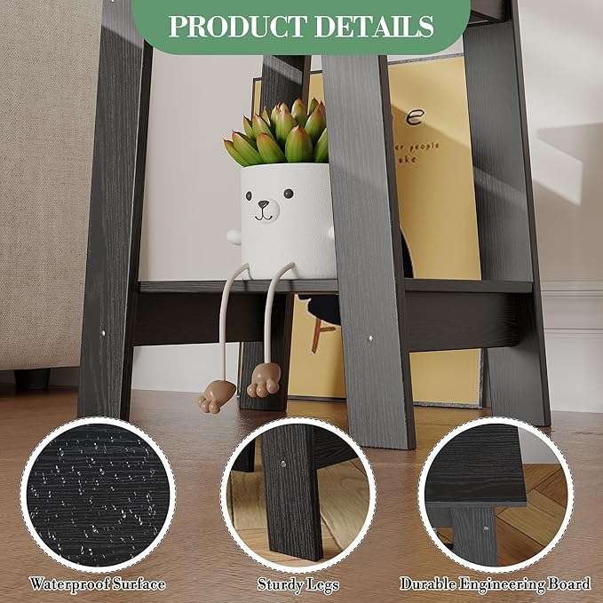 End Table with Double Storage Shelves, Small Space Side Table - Image 5