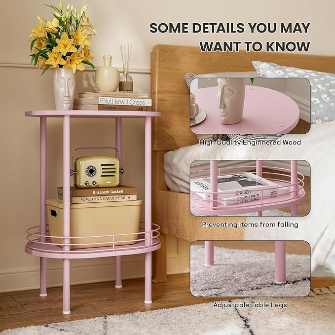 Small Round Side Table Set of 2, Bedside Table - Image 5