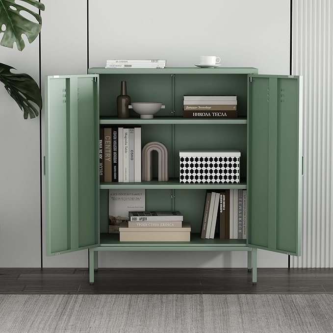 Manhattan Comfort Naomi Modern Metal Accent Cabinet, Minimalist Storage Cabinet - Image 5