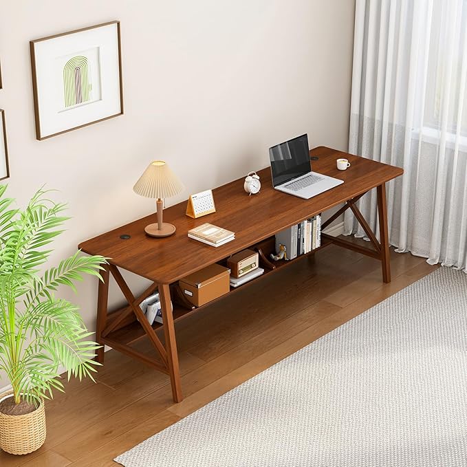 Extra Long Desk with Bookshelf - Image 7