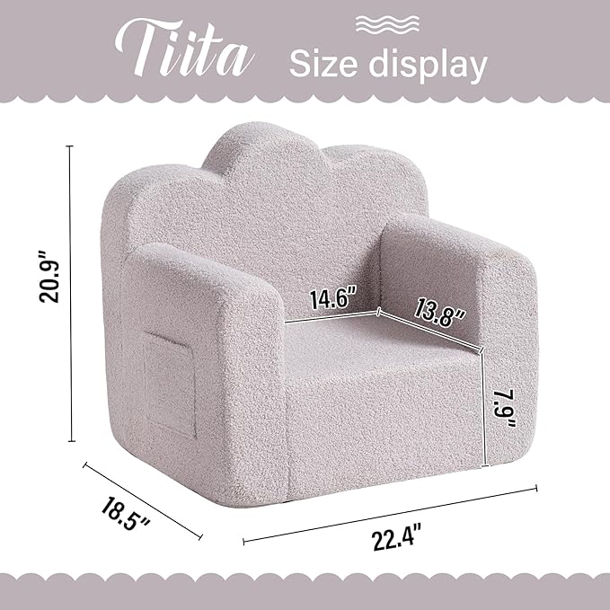 Tiita Kids Couch Sherpa Toddler Chair, Cloud-Like Comfy Kids Sofa Toddler - Image 3