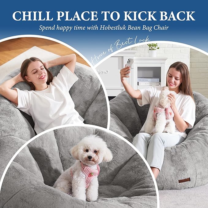 Hobestluk Bean Bag Chairs Large Bean Bag Couch - Image 6