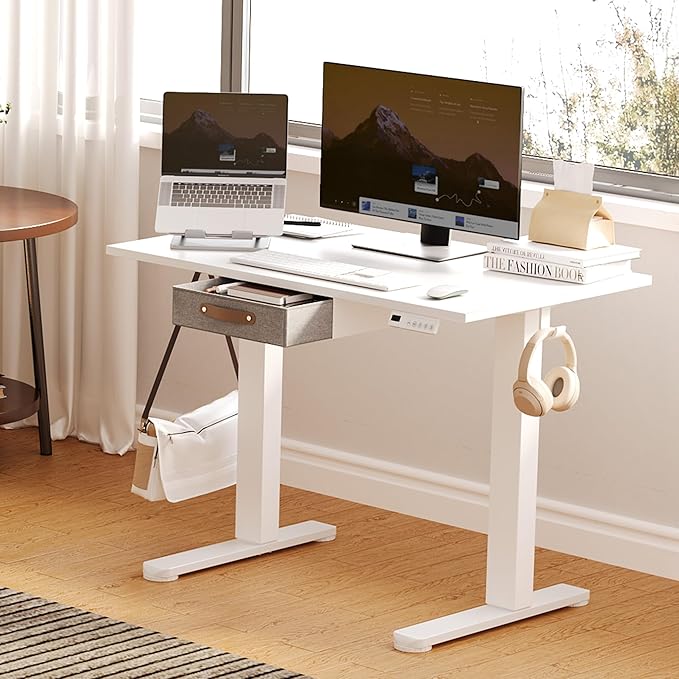 Seang Standing Desk with Drawer, 3 Memory Height Settings with Cable Grommets & - Image 2