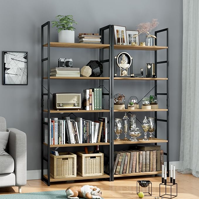 OTK 5 Tier Bookshelf, Tall Bookcase, Office Shelf Storage Organizer, Modern - Image 5