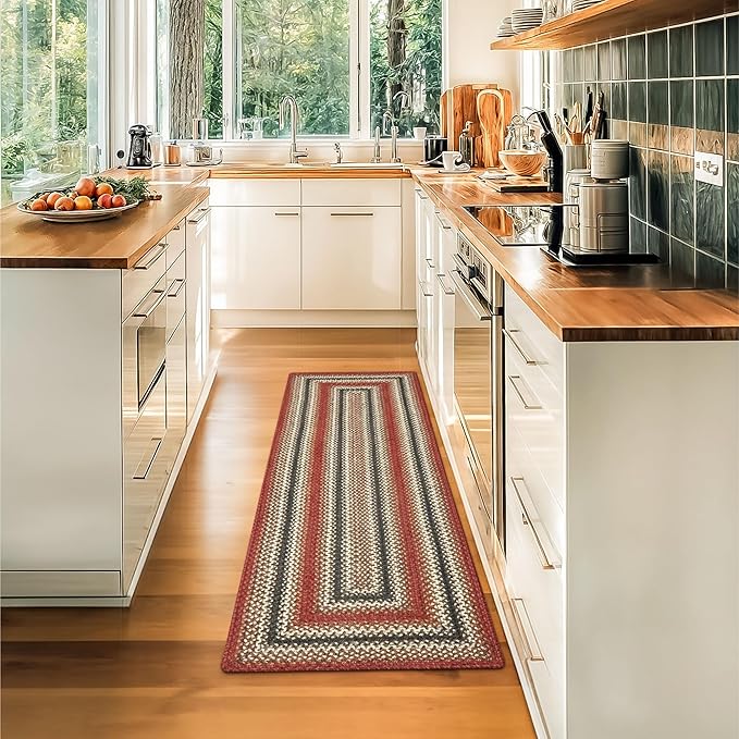 Homespice Chester Red Country Braided Hall Runner 22x72 The Perfect Kitchen by Homespice
