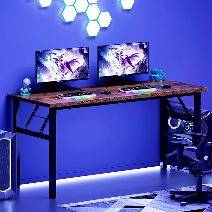 DlandHome Large Computer Desk, Folding Desk, Decent and Steady Home Office - Image 7