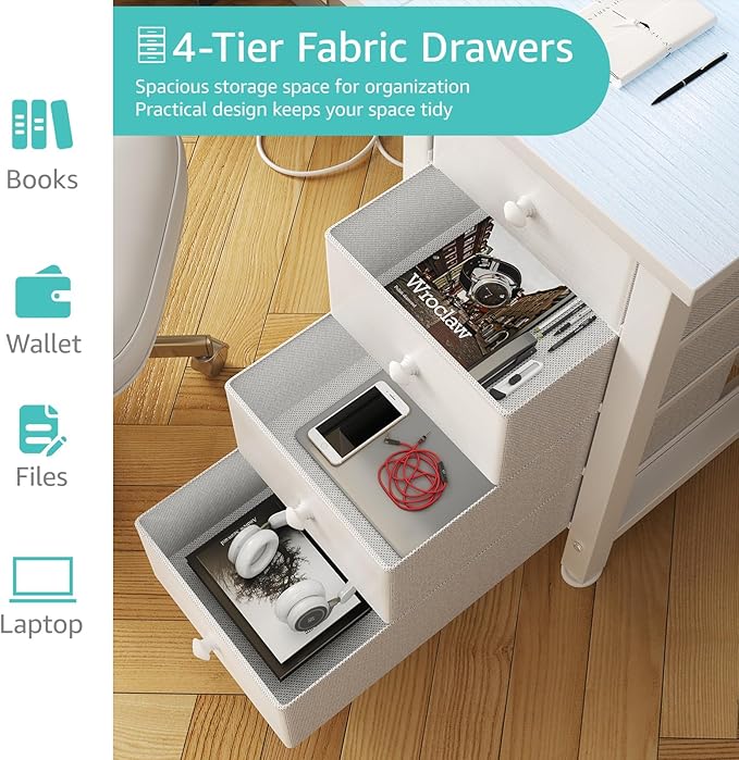 Lufeiya White Desk with Drawers Storage - Image 5