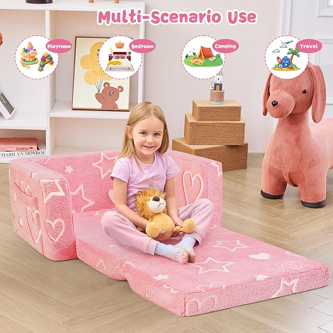 Toddler Chair Comfy, 2-in-1 Soft Toddler Couch Fold Out - Image 3