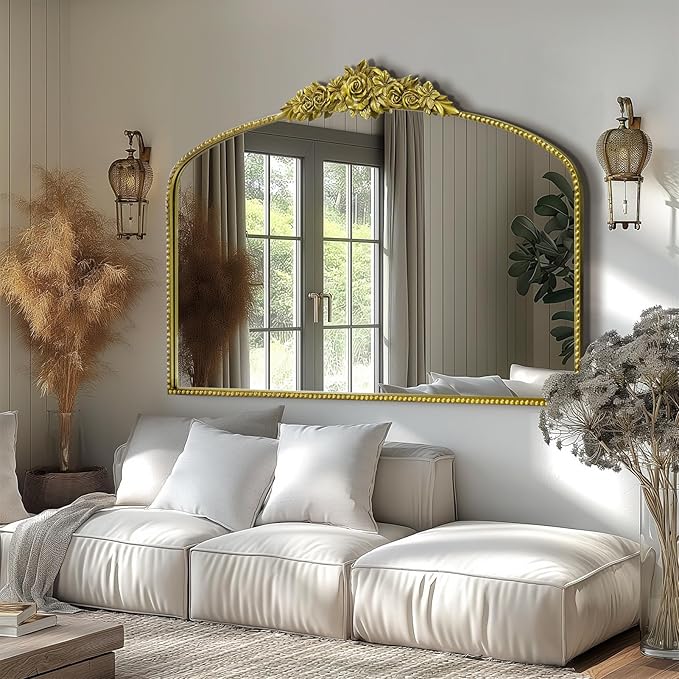 Antique Gold Arch Wall Mirror, Baroque Victorian Mirror - Image 7