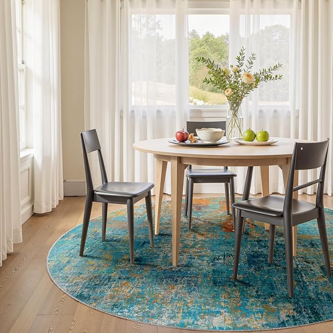 Washable Area Rugs 4ft Non-Slip Modern Abstract Soft - Image 4