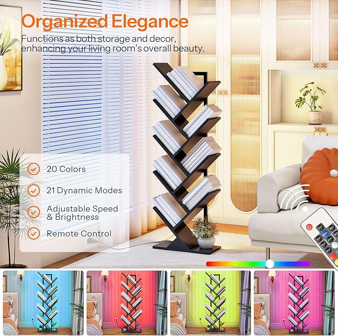HOOBRO Tree Bookshelf, 9-Tier Tree Bookshelf - Image 4