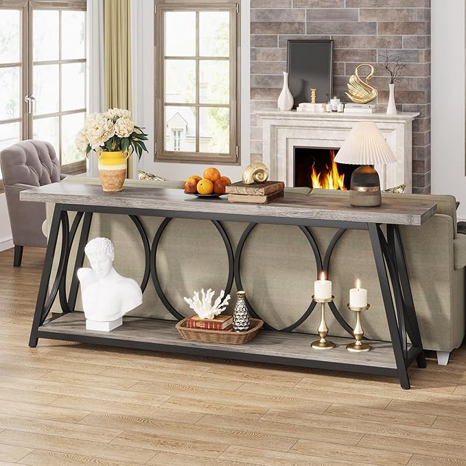 Tribesigns 70.9 inch Extra Long Console Table, Industrial Sofa Table Behind - Image 6