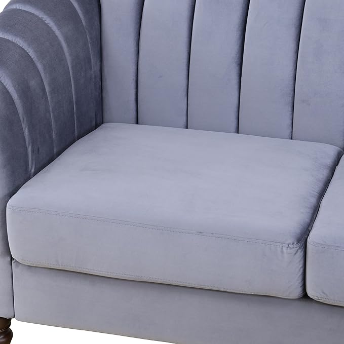 Sectional Sofa Set, Microfiber Chesterfield Upholstered Sofas Loveseat Couch - Image 6