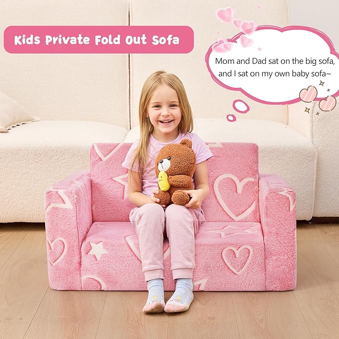 Toddler Chair Comfy, 2-in-1 Soft Toddler Couch Fold Out - Image 4