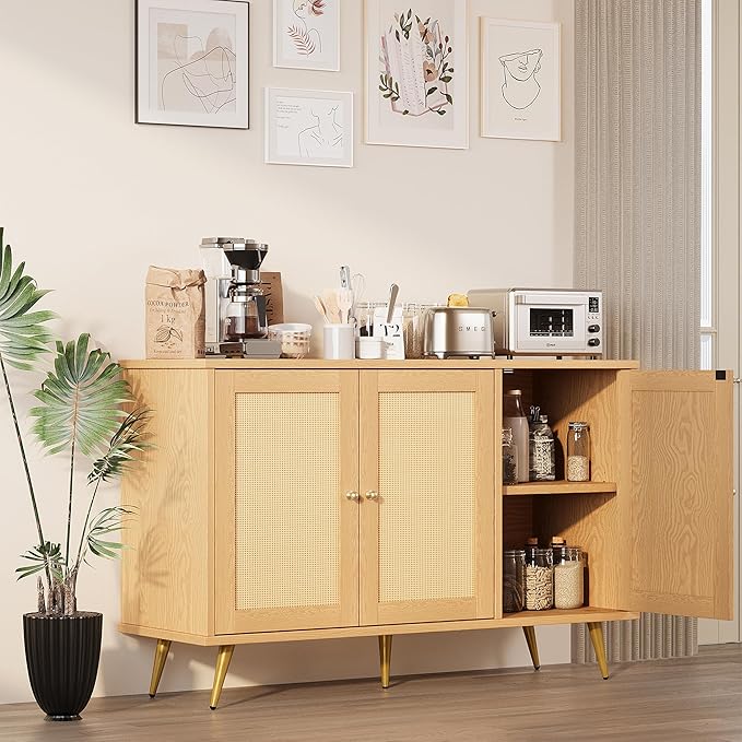 Shintenchi Large Rattan Storage Cabinet, Modern Sideboard Cabinet, Accent Large - Image 3