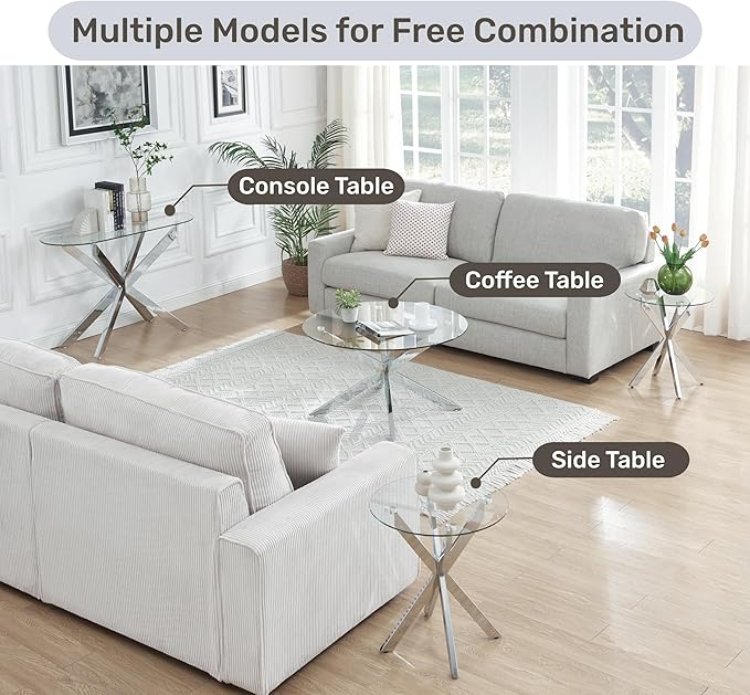 Modern Glass End Table, Small Round Side Table - Image 5
