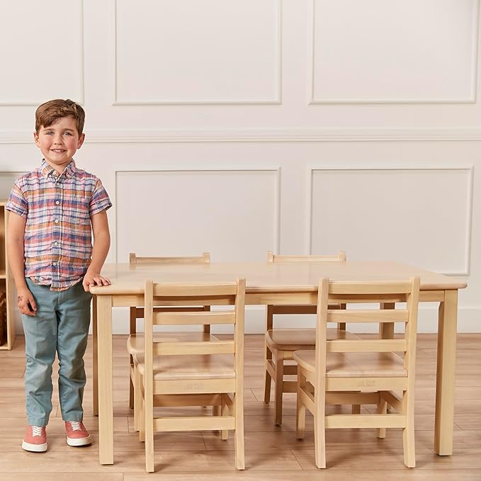 ECR4Kids 24in x 48in Rectangular Hardwood Table and Chair Set, 12in Seat Height - Image 14