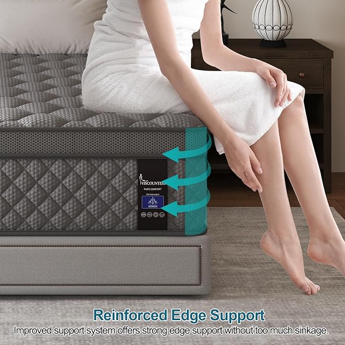 Full Mattress, 12 Inch Hybrid Mattresses Grey, Mattress Medium Firm - Image 8