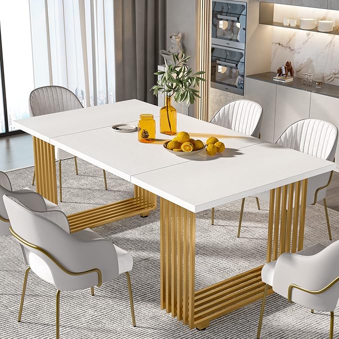 Tribesigns Modern Dining Table for 6-8 People, 70.8 Inches Long White Room by Tribesigns