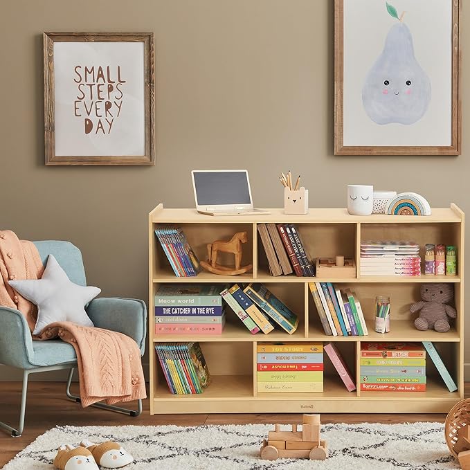 Toy Storage Organizer for Kids Room, Wooden Kids Bookshelf for Classroom - Image 2