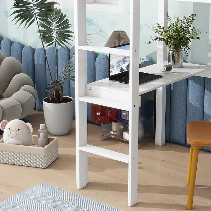 HomSof Twin Loft Bed with Built-in Desk - Image 5