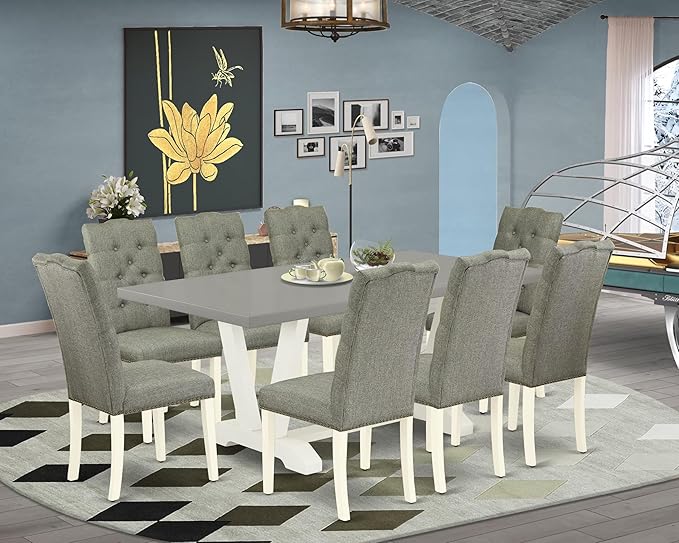 East West Furniture V097EL207-9 9 Piece Kitchen Table Set Includes a Rectangle - Image 2