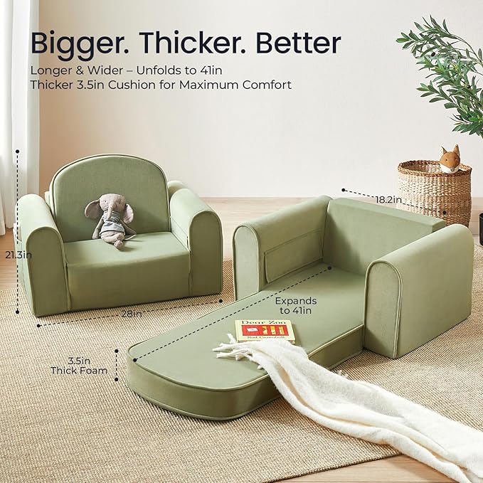 Tiny Land 2-in-1 Foldable Kids Couch - Image 5