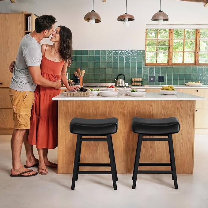 Counter Height Bar Stools Set of 2, 24 Inch Backless BarStools - Image 7