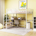 Full Size Metal Loft Bed with Desk and Lateral Storage Ladder, Modern Style by Favfurish