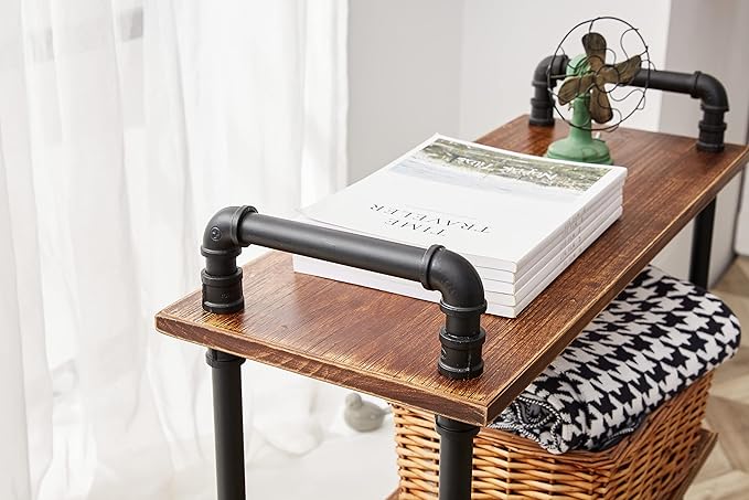 Industrial Bookshelf, 3 Tier Pipe Shelving, Industrial Pipe Shelf - Image 6