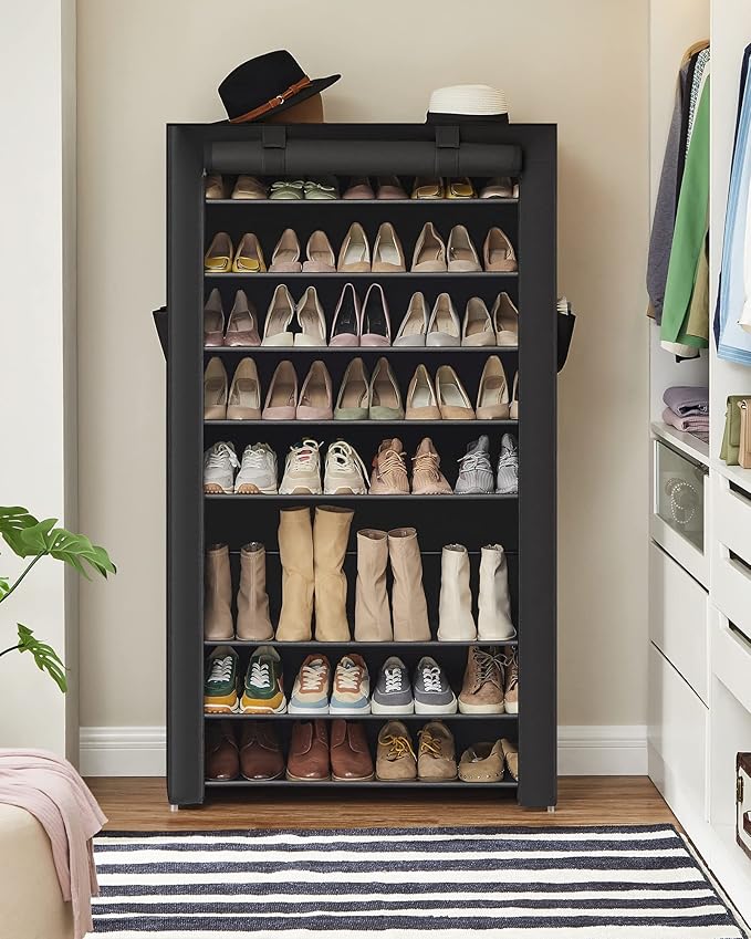 SONGMICS Shoe Rack with Non-Woven Fabric Cover, 9 Tier Storage Shelf - Image 4