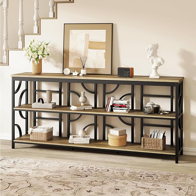 70.9-Inch Industrial Sofa Table, Extra Long Console Table Behind Couch - Image 3