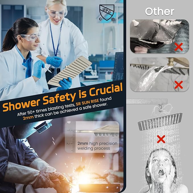 SR SUN RISE Shower Faucet Set Bathroom Square Rain Shower Head - Image 4