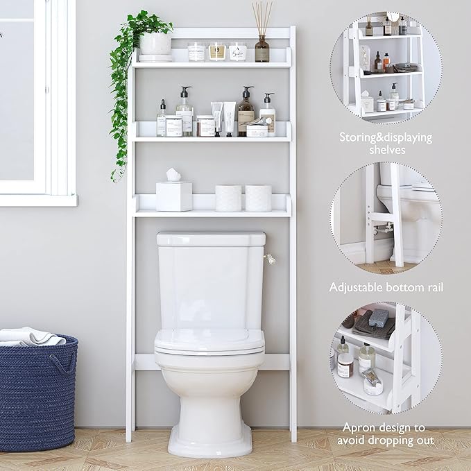 UTEX Over The Toilet Storage Shelf, 3-Tier Over Toilet Bathroom Organizer - Image 4