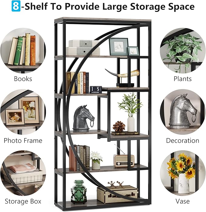 Tribesigns Bookshelf, Industrial 5-Tier Etagere Bookcase, 70.8 inch Tall - Image 6