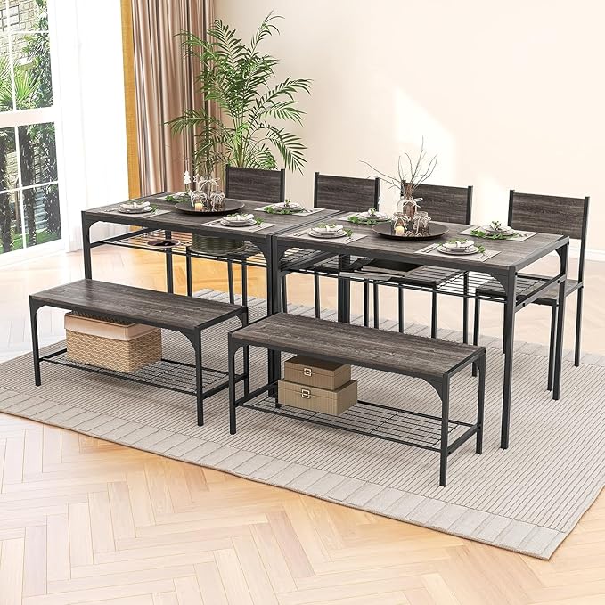 Tangkula Dining Table Set for 4, Kitchen Table and 2 Chairs for 4 - Image 9