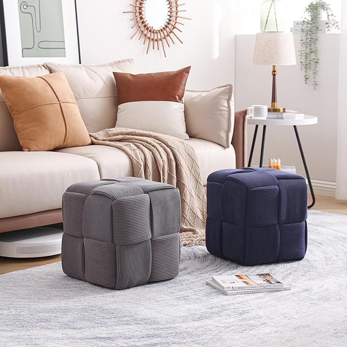 Ottoman Foot Rest Soft and Comfortable Ottoman Square Corduroy Woven Design - Image 6