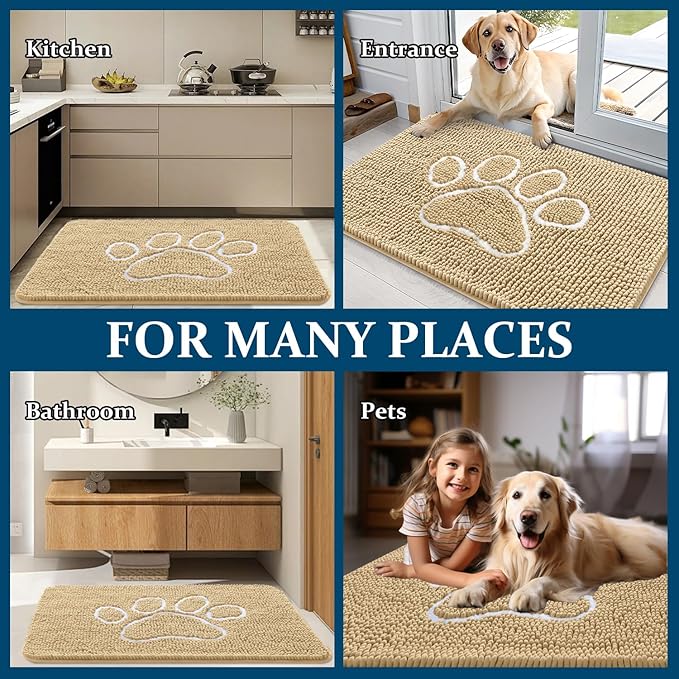 OLANLY Door Mat for Muddy Dog Paws 70x24, Ultra Absorbent Chenille Mud Doormat - Image 8