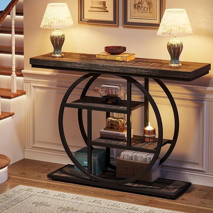 Tribesigns 41.3" Console Table, Industrial 4-Tier Sofa Table Entryway Table - Image 4