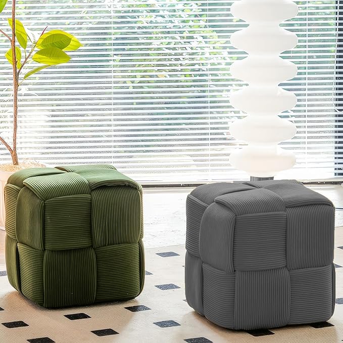 Ottoman Foot Rest Soft and Comfortable Ottoman Square Corduroy Woven Design - Image 9