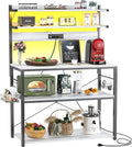 Aheaplus Bakers Rack with Power Outlet, Microwave Stand, 5 Tiers Coffee Bar by Aheaplus
